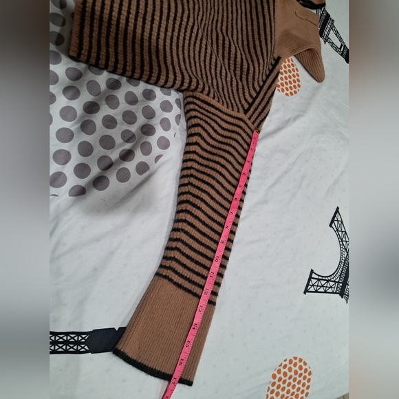 Madewell Stripe 100% Merino Wool Cropped Turtleneck Women's Sweater Size:L - Picture 5 of 15